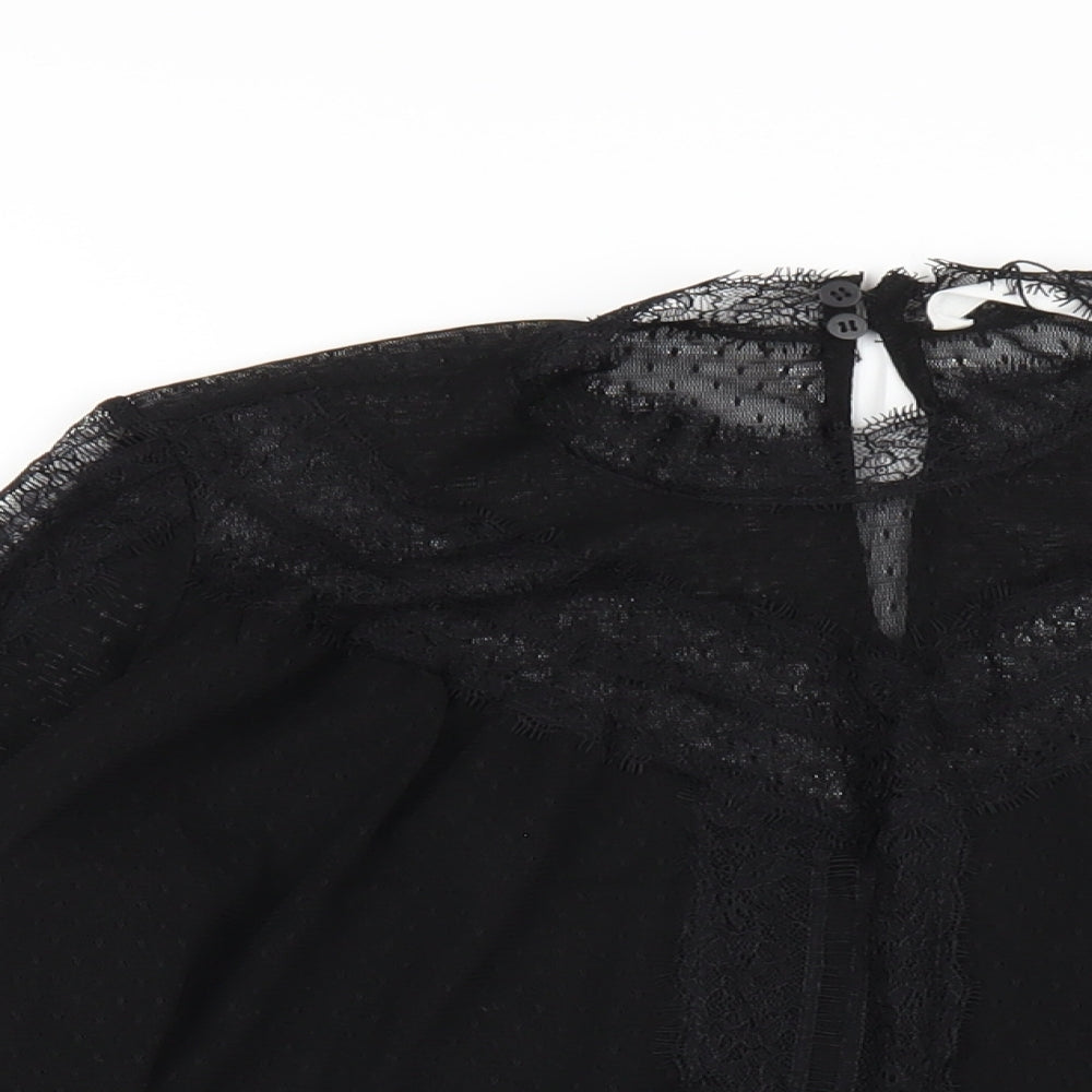 Womens UK Size S Mango Black Basic Blouse