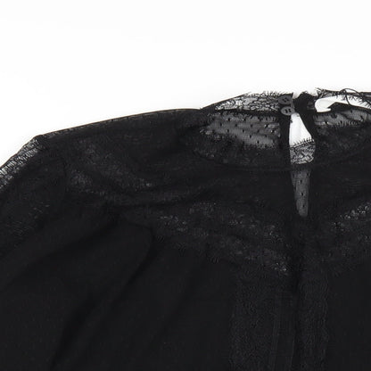 Womens UK Size S Mango Black Basic Blouse