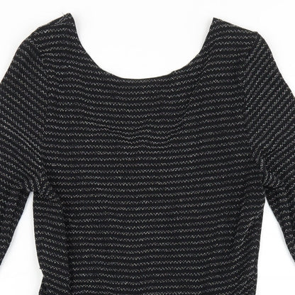 Goldie Womens Black Polyester A-Line Size M Boat Neck Pullover