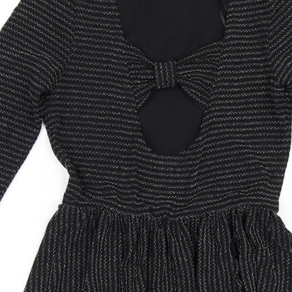Goldie Womens Black Polyester A-Line Size M Boat Neck Pullover