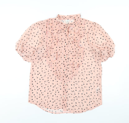 Womens UK Size 8 River Island Pink Basic Button-Up