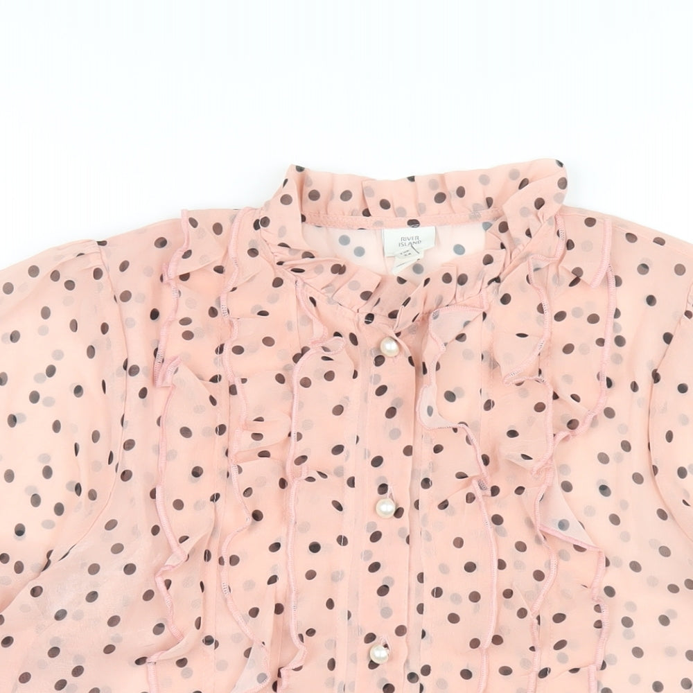 Womens UK Size 8 River Island Pink Basic Button-Up