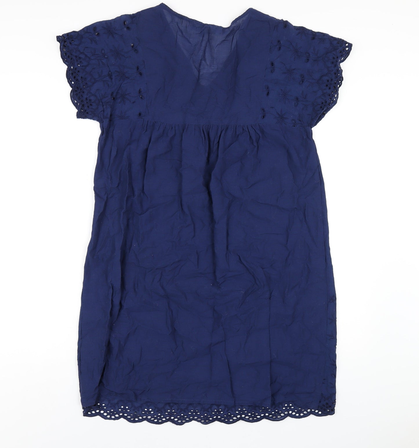 Principles Womens Blue Cotton A-Line Size 12 V-Neck Pullover