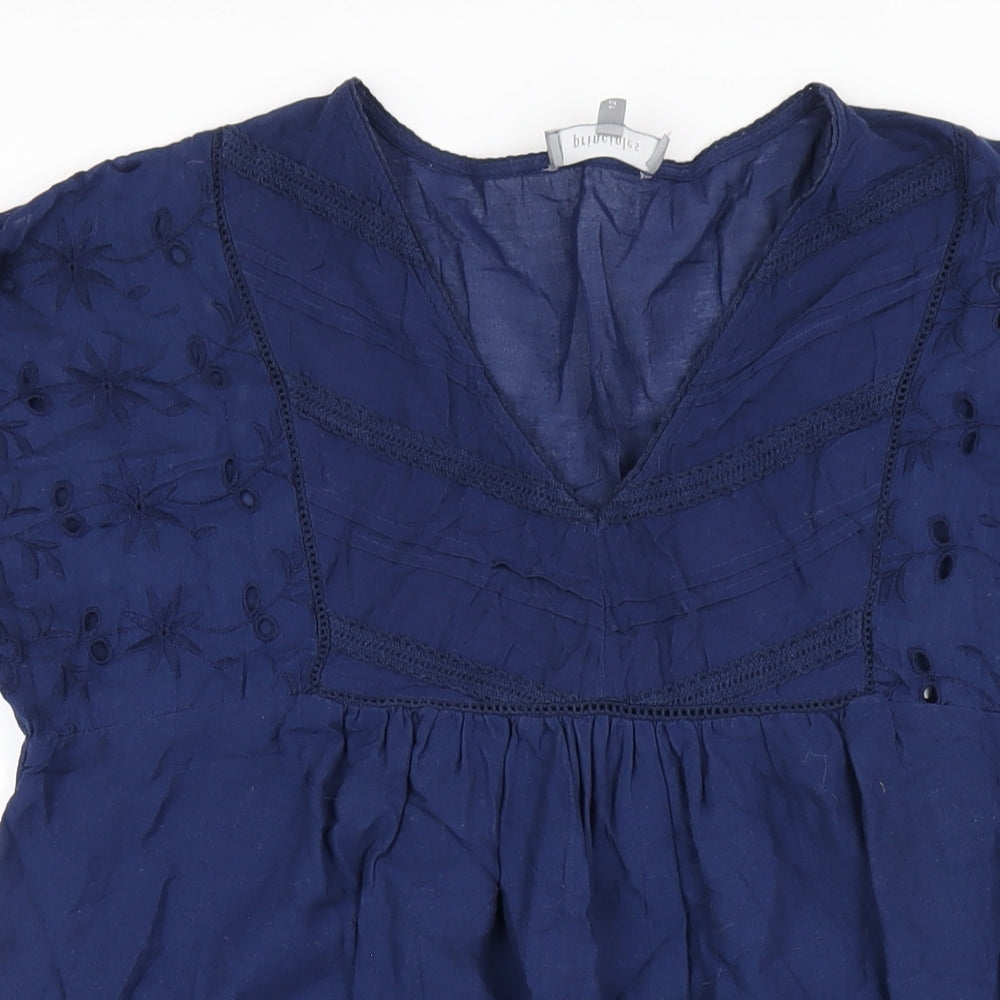 Principles Womens Blue Cotton A-Line Size 12 V-Neck Pullover