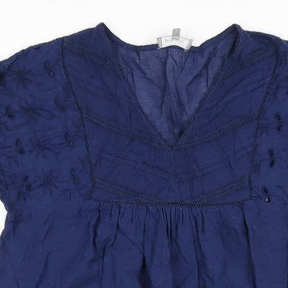 Principles Womens Blue Cotton A-Line Size 12 V-Neck Pullover