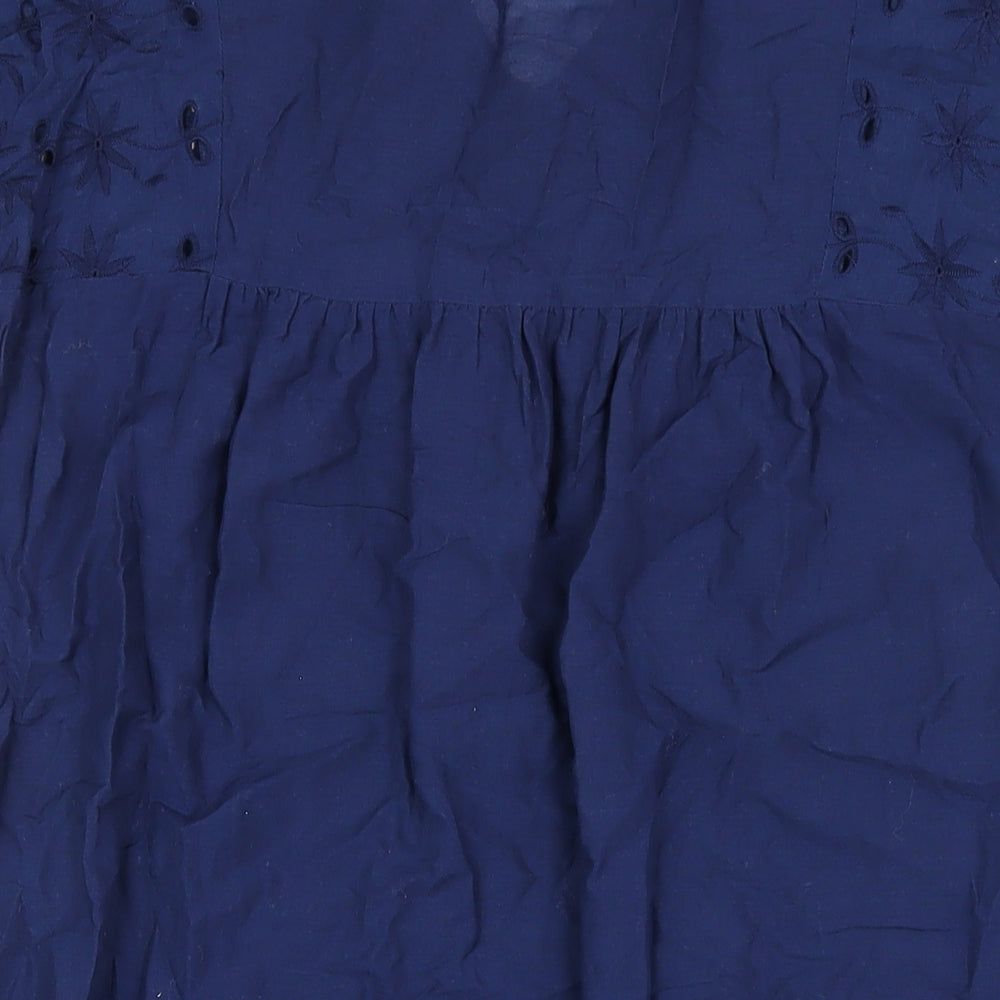 Principles Womens Blue Cotton A-Line Size 12 V-Neck Pullover