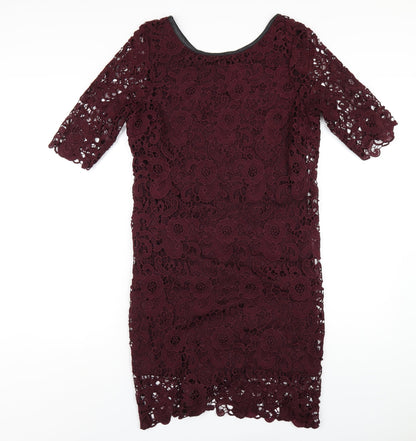 La Redoute Womens Purple Polyester A-Line Size 14 Scoop Neck Zip