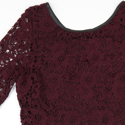 La Redoute Womens Purple Polyester A-Line Size 14 Scoop Neck Zip