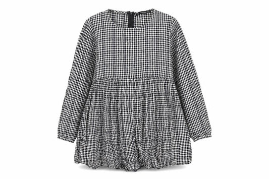 Zara Womens Blue Plaid Cotton Trapeze & Swing Size L Round Neck Zip