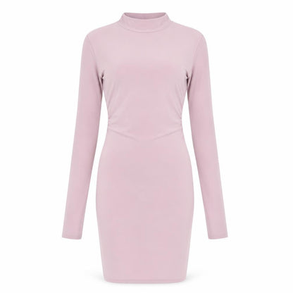 PRETTYLITTLETHING Womens Pink Polyester Bodycon Size 8 Mock Neck Pullover
