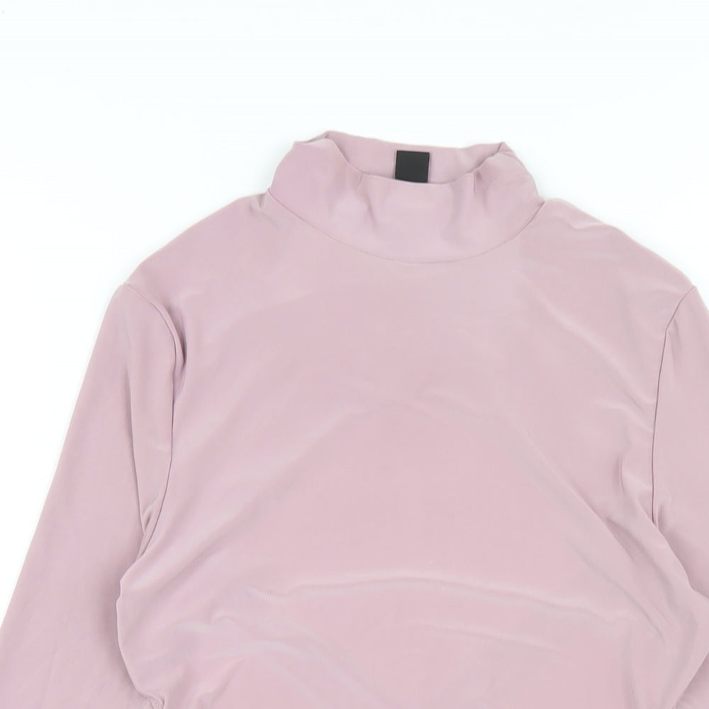 PRETTYLITTLETHING Womens Pink Polyester Bodycon Size 8 Mock Neck Pullover