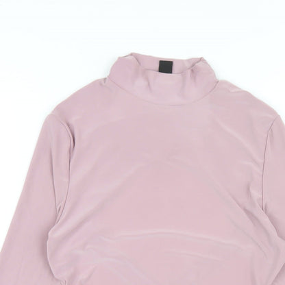 PRETTYLITTLETHING Womens Pink Polyester Bodycon Size 8 Mock Neck Pullover