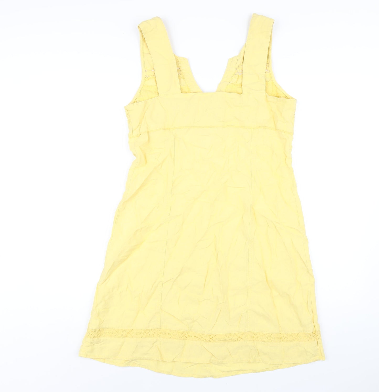 NEXT Womens Yellow Linen A-Line Size 12 V-Neck Button