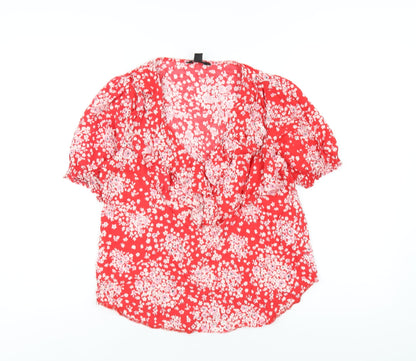 Womens UK Size 10 New Look Red Basic T-Shirt