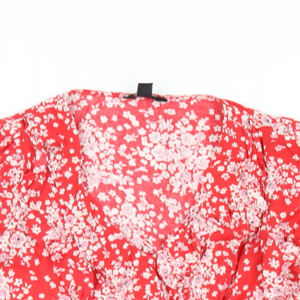 Womens UK Size 10 New Look Red Basic T-Shirt