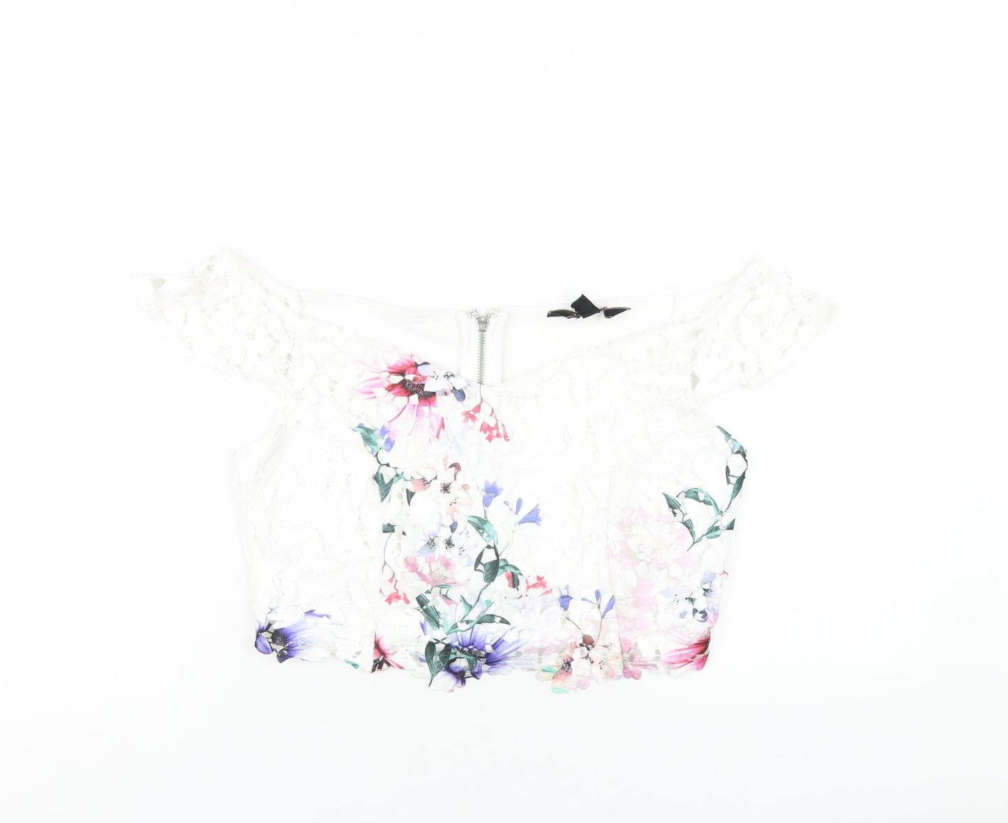 Womens UK Size 16 Lipsy White Cropped T-Shirt