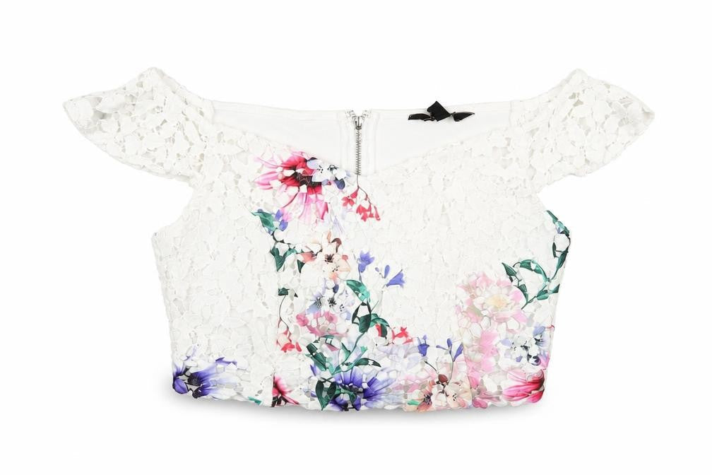 Womens UK Size 16 Lipsy White Cropped T-Shirt