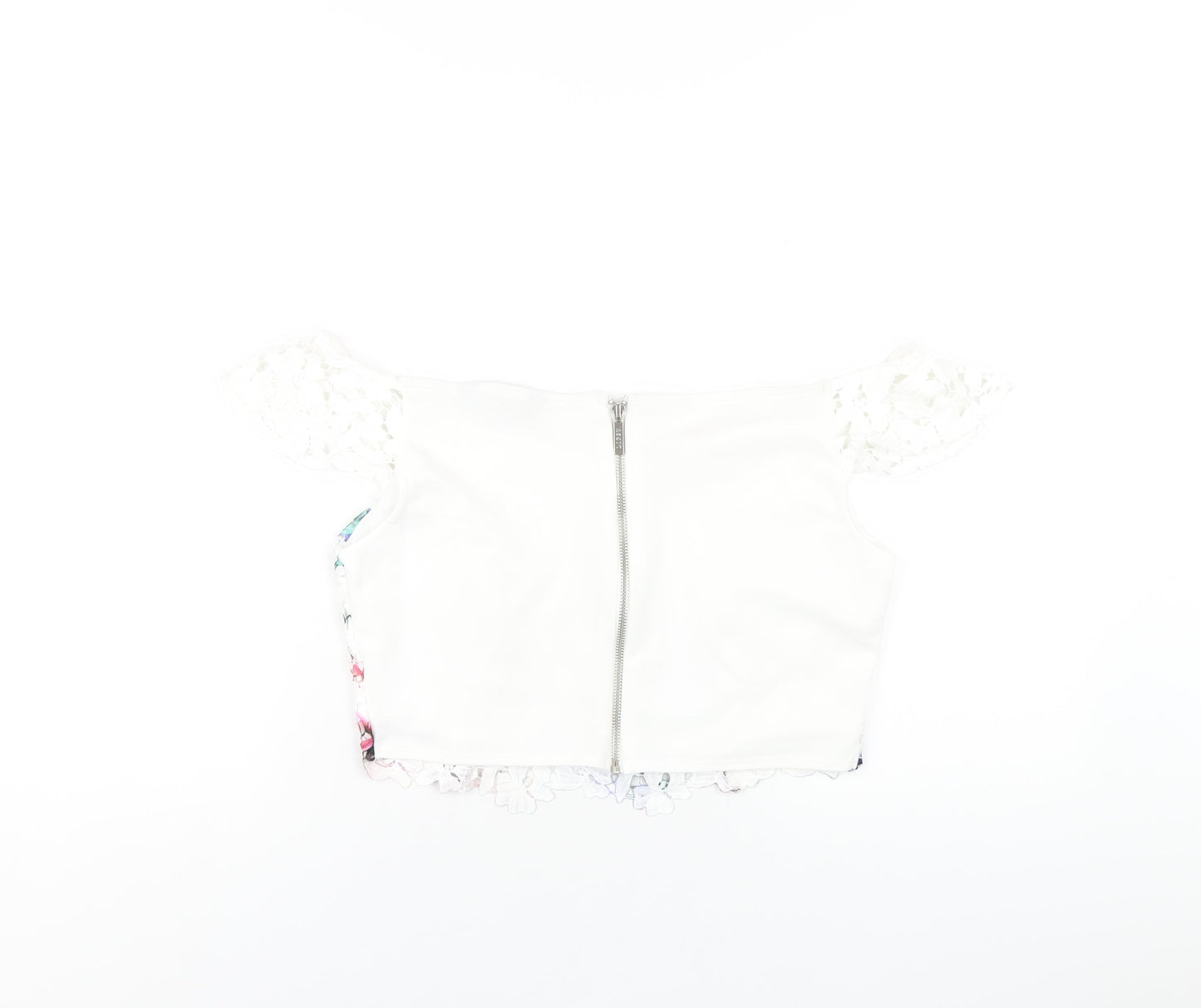 Womens UK Size 16 Lipsy White Cropped T-Shirt