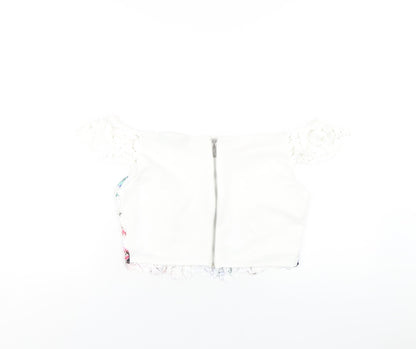 Womens UK Size 16 Lipsy White Cropped T-Shirt