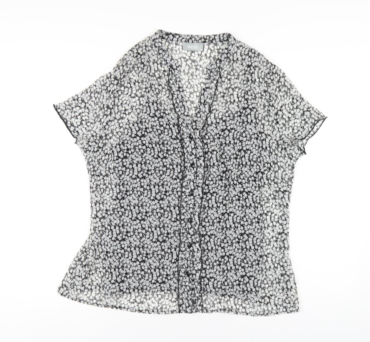 Womens UK Size 16 Wallis Black Basic Button-Up