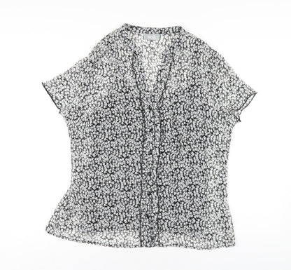 Womens UK Size 16 Wallis Black Basic Button-Up
