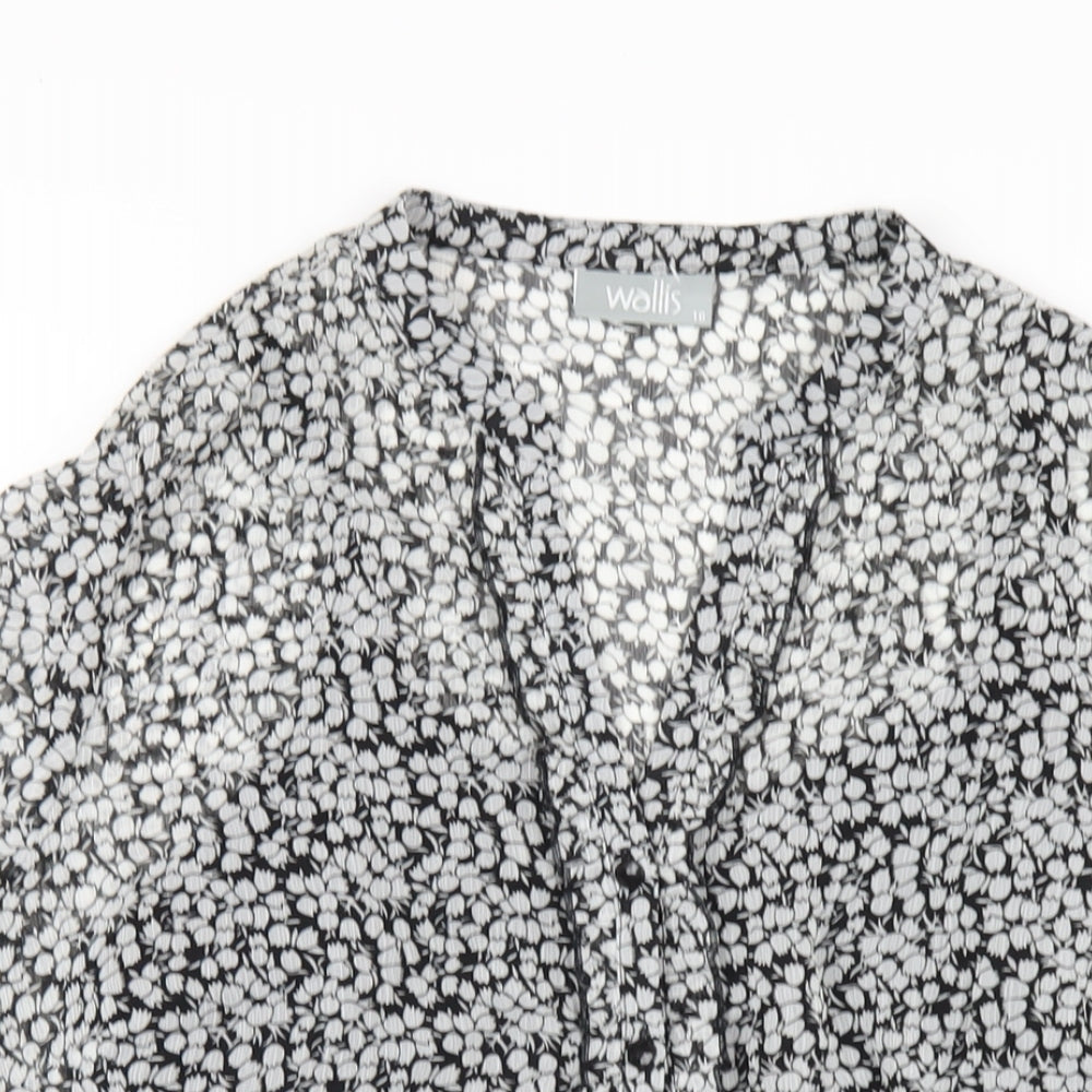Womens UK Size 16 Wallis Black Basic Button-Up