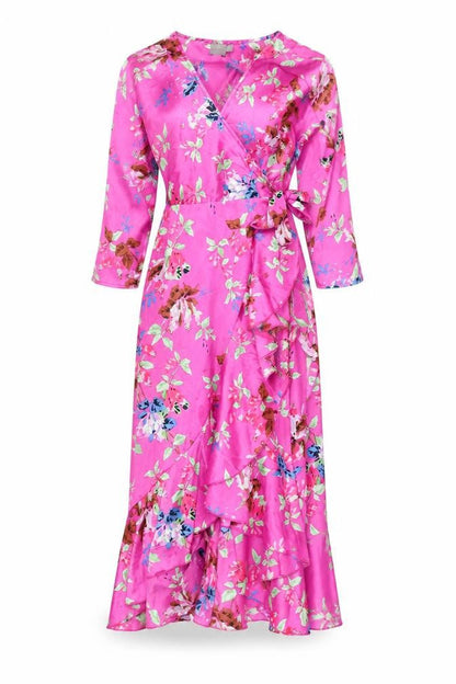 ASOS Womens Pink Geometric Polyester Wrap Dress Size 8 V-Neck Tie