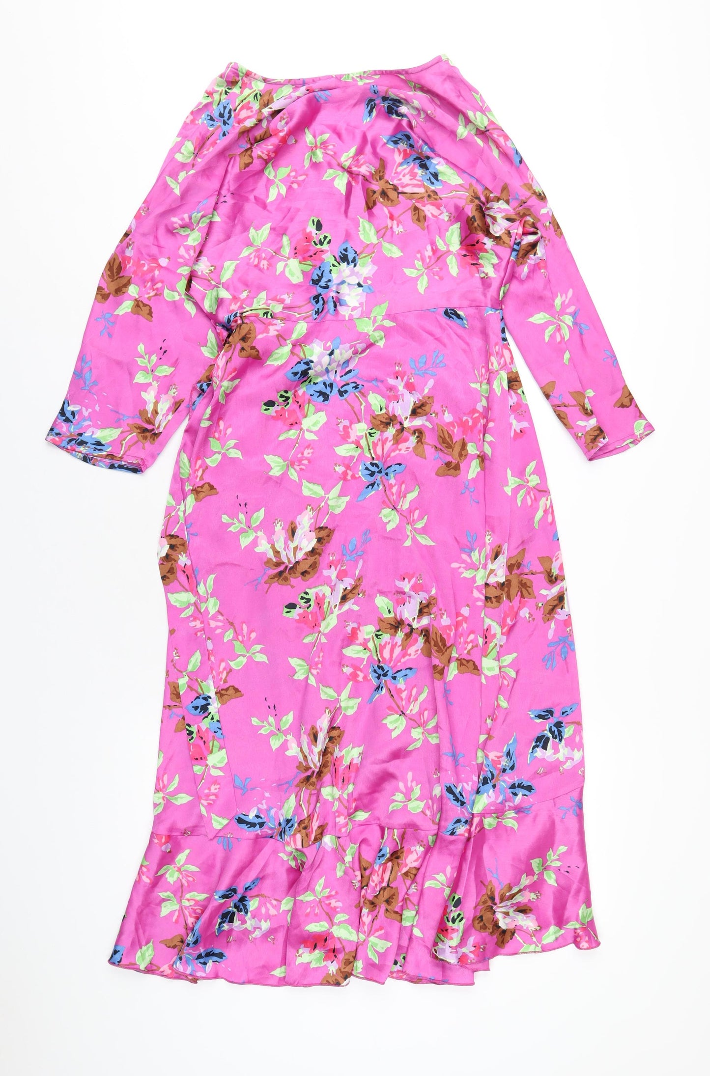 ASOS Womens Pink Geometric Polyester Wrap Dress Size 8 V-Neck Tie
