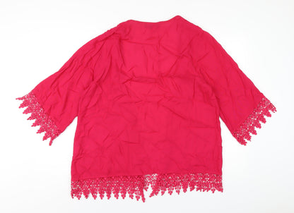 Womens UK Size 12 New Look Pink Kimono T-Shirt