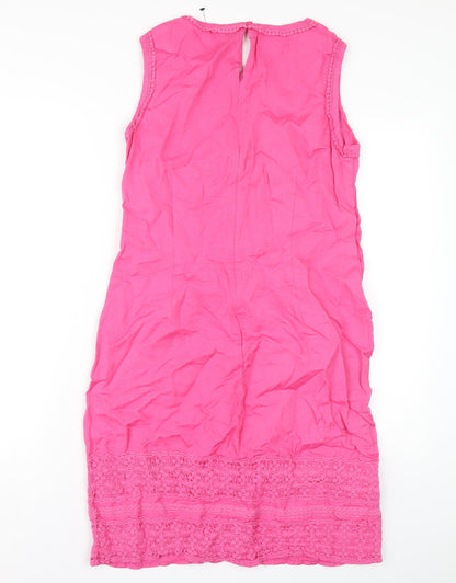 Pomodoro Womens Pink Cotton A-Line Size 12 Round Neck Zip
