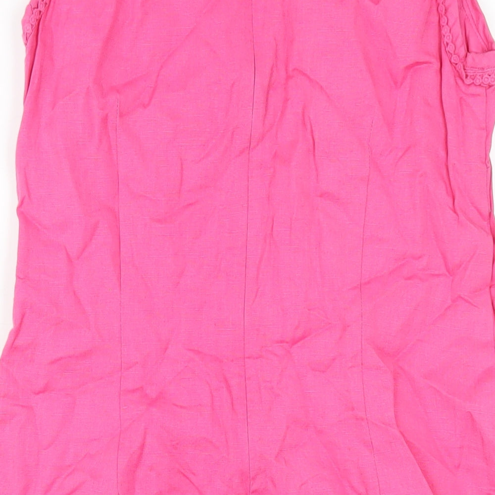 Pomodoro Womens Pink Cotton A-Line Size 12 Round Neck Zip