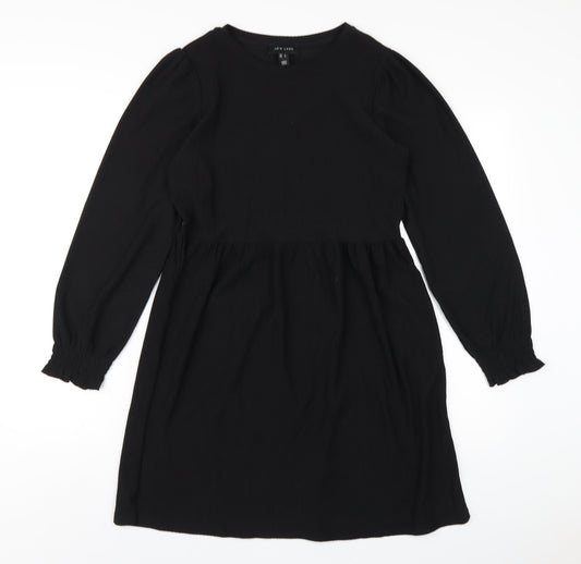 New Look Womens Black Polyester A-Line Size 8 Round Neck Pullover