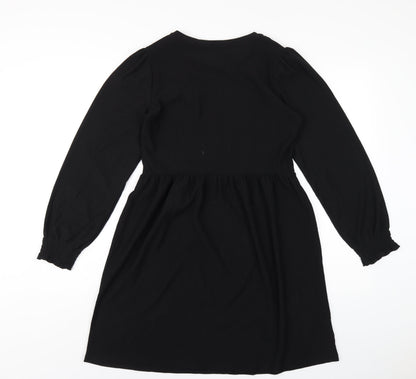 New Look Womens Black Polyester A-Line Size 8 Round Neck Pullover