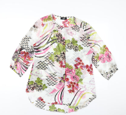 Wallis Womens Multicoloured Geometric Polyester Basic Blouse Size M Round Neck