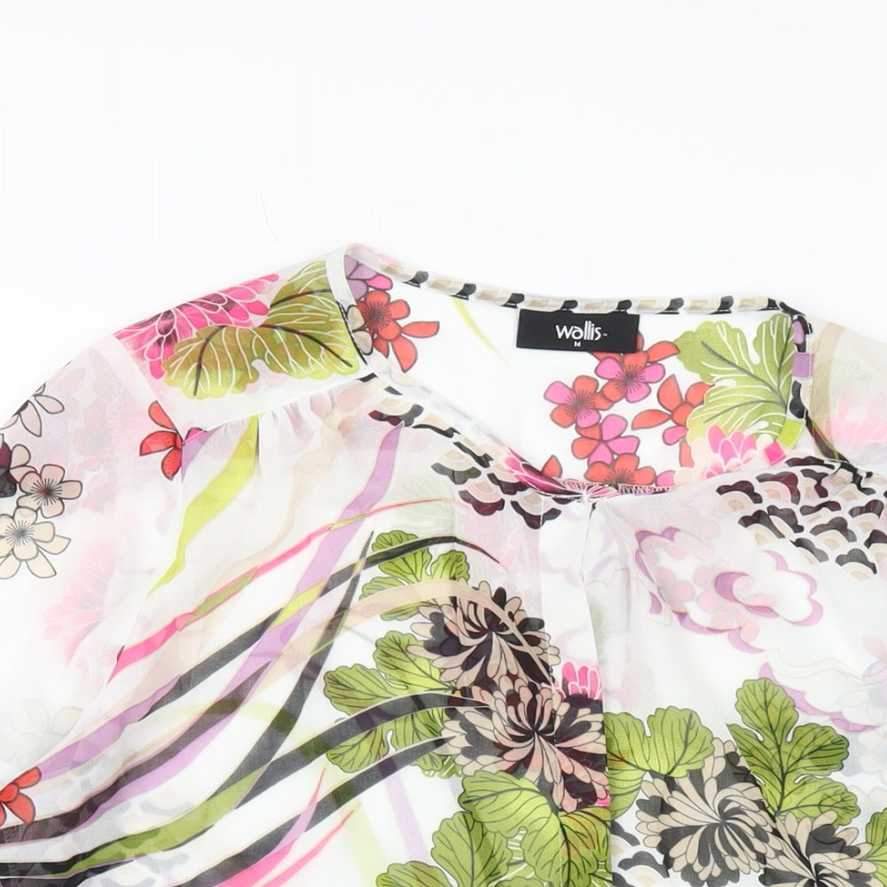 Wallis Womens Multicoloured Geometric Polyester Basic Blouse Size M Round Neck