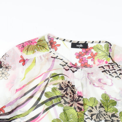Wallis Womens Multicoloured Geometric Polyester Basic Blouse Size M Round Neck