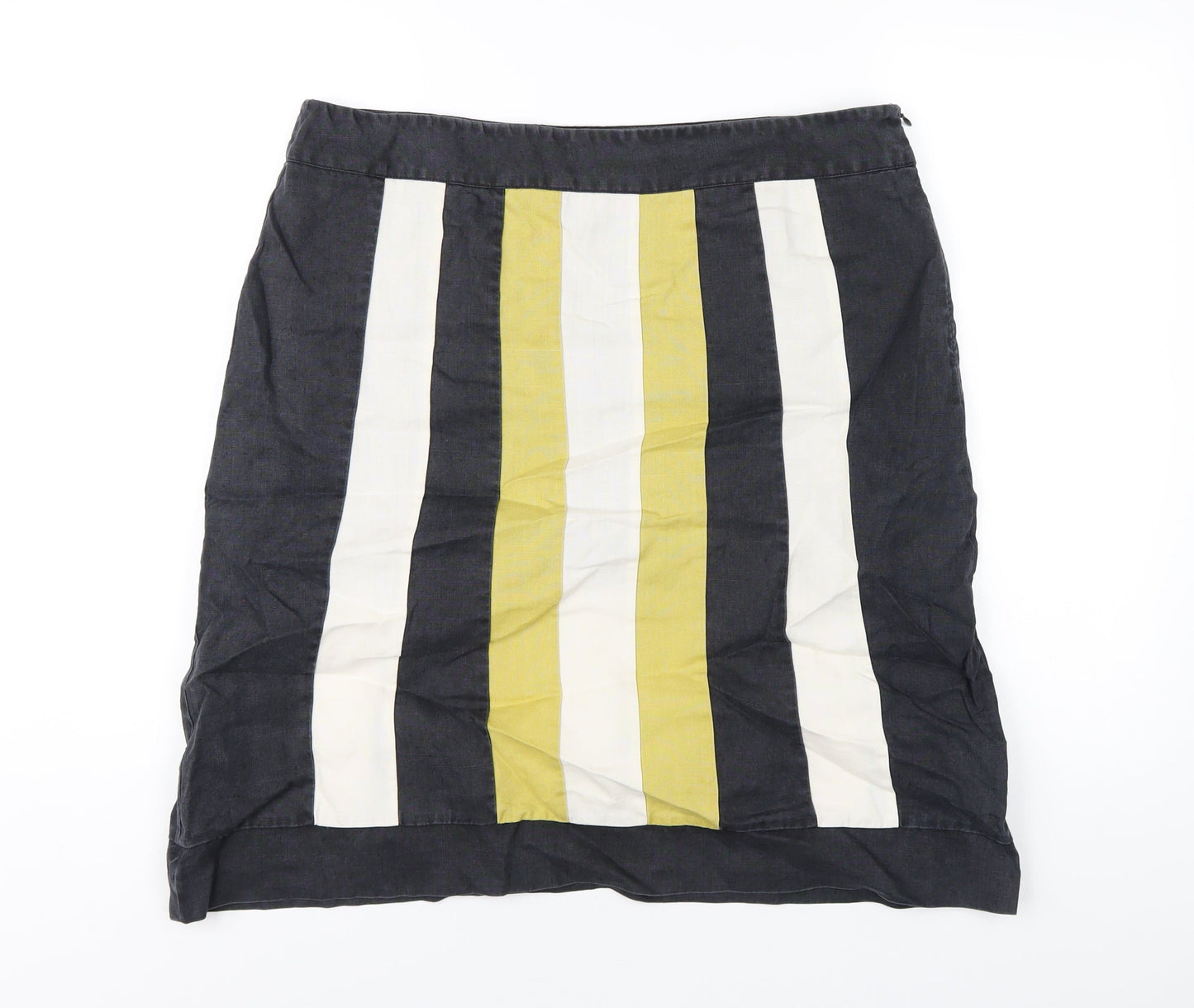 Principles Womens Multicoloured Striped Ramie A-Line Skirt Size 16 Zip