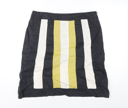 Principles Womens Multicoloured Striped Ramie A-Line Skirt Size 16 Zip