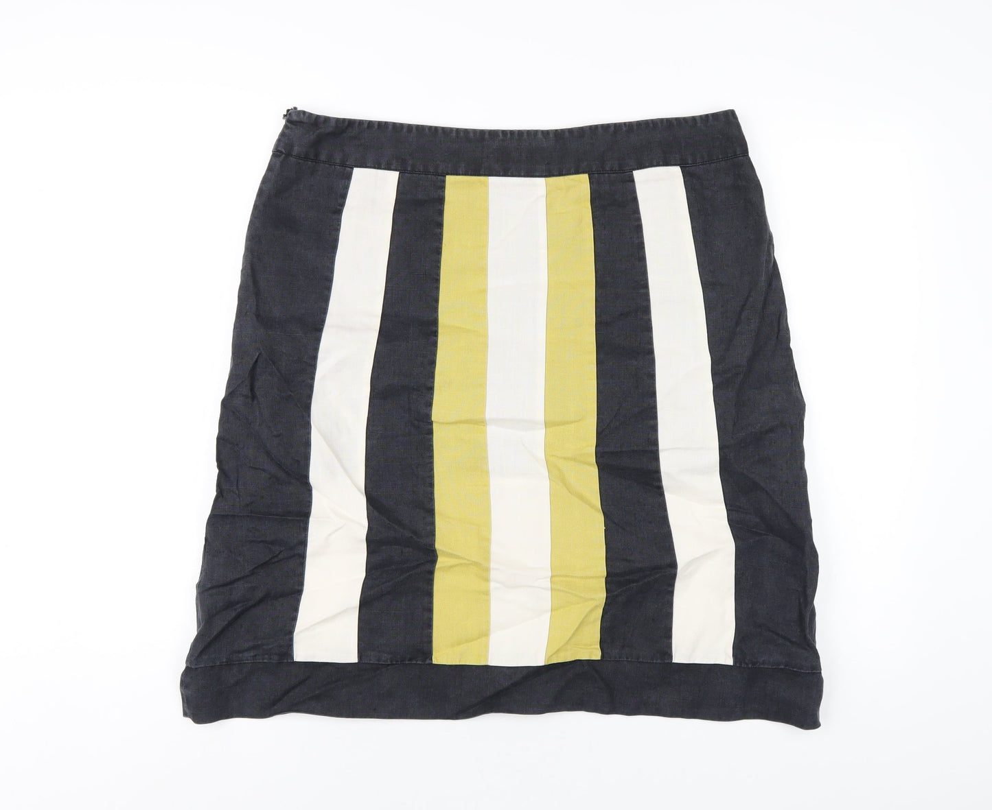 Principles Womens Multicoloured Striped Ramie A-Line Skirt Size 16 Zip