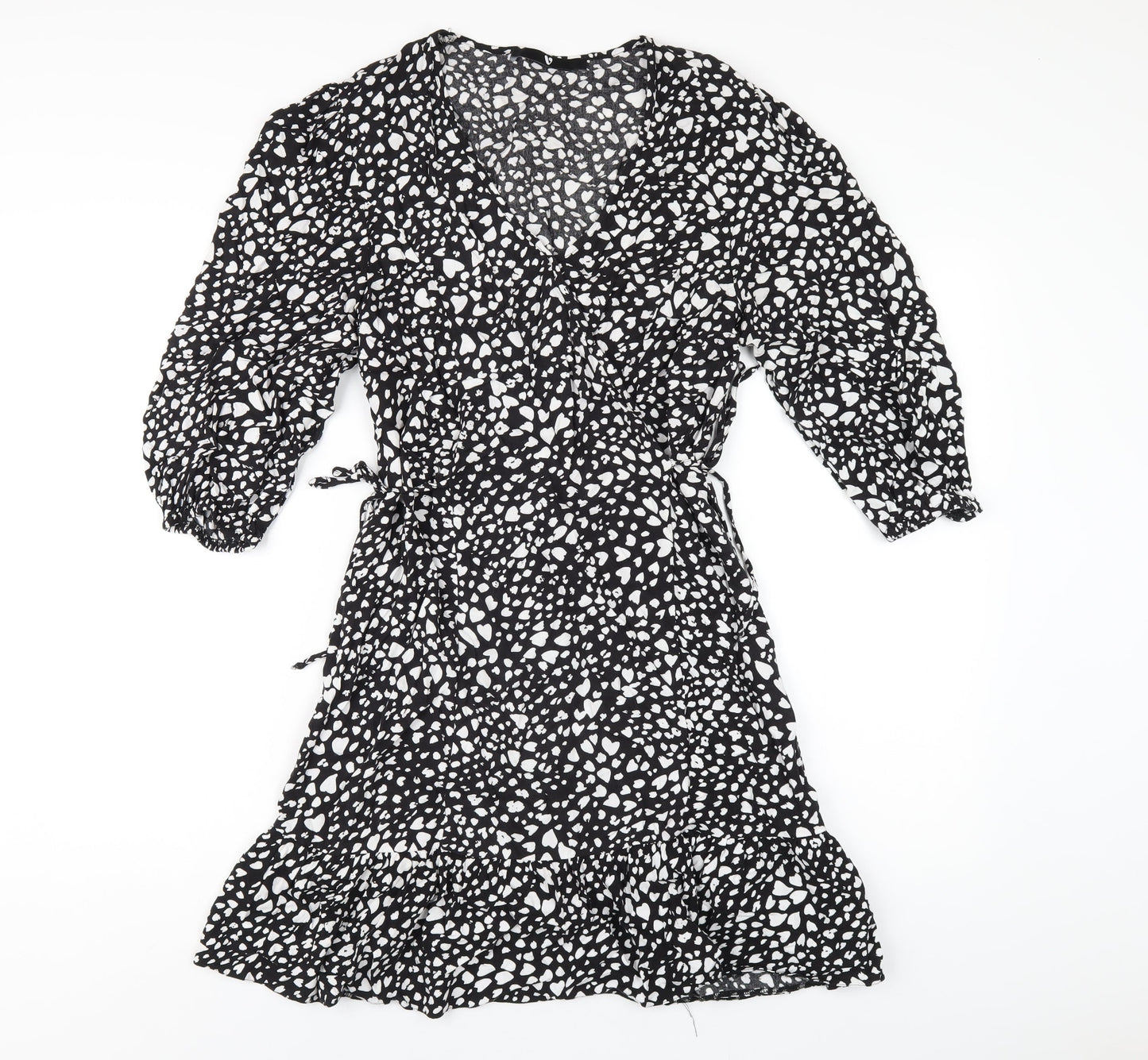 Very Womens Black Geometric Viscose A-Line Size 10 V-Neck Pullover