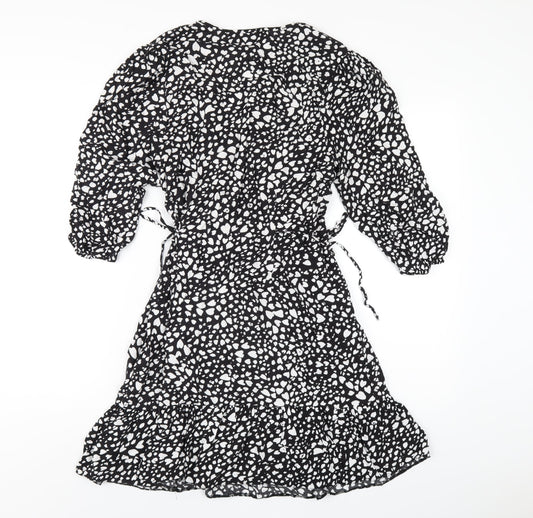 Very Womens Black Geometric Viscose A-Line Size 10 V-Neck Pullover
