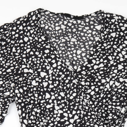 Very Womens Black Geometric Viscose A-Line Size 10 V-Neck Pullover