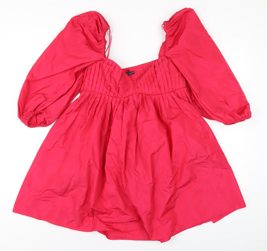 Zara Womens Pink Polyester Trapeze & Swing Size XS V-Neck Zip