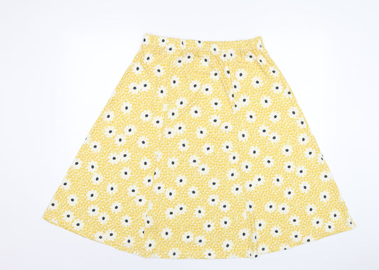 Damart Womens Yellow Floral Polyester A-Line Skirt Size 16