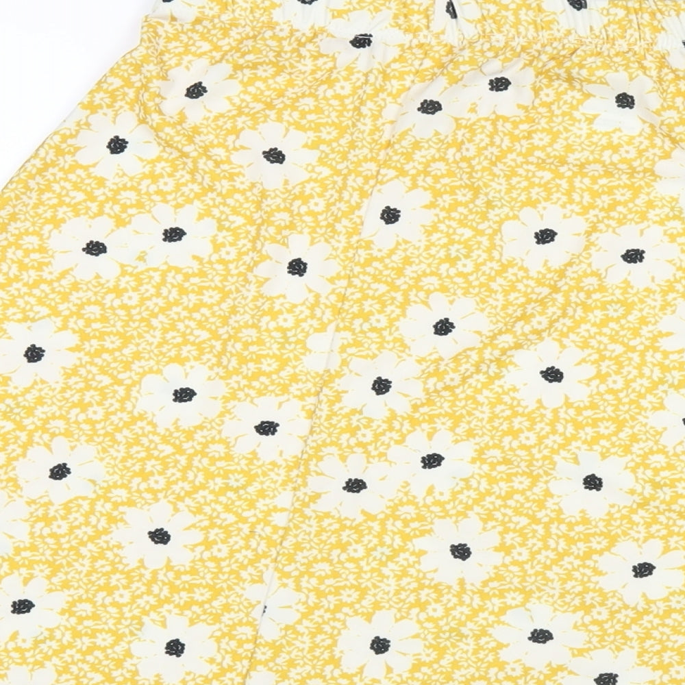 Damart Womens Yellow Floral Polyester A-Line Skirt Size 16