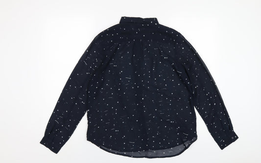 Womens UK Size 8 ICHI Blue Basic Button-Up
