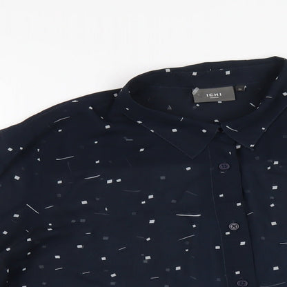 Womens UK Size 8 ICHI Blue Basic Button-Up