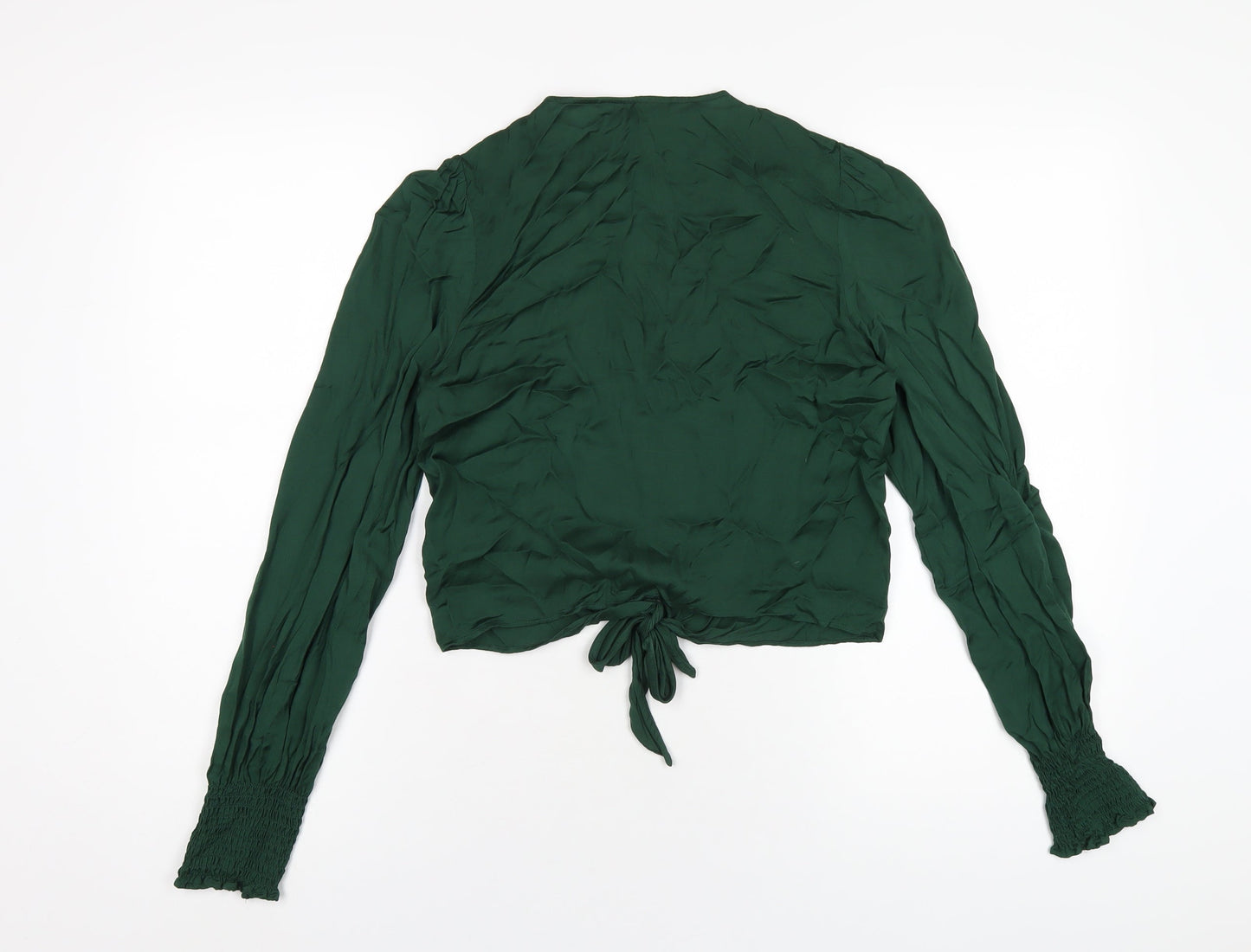 Womens UK Size XS Zara Green Cropped Blouse
