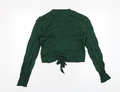 Womens UK Size XS Zara Green Cropped Blouse