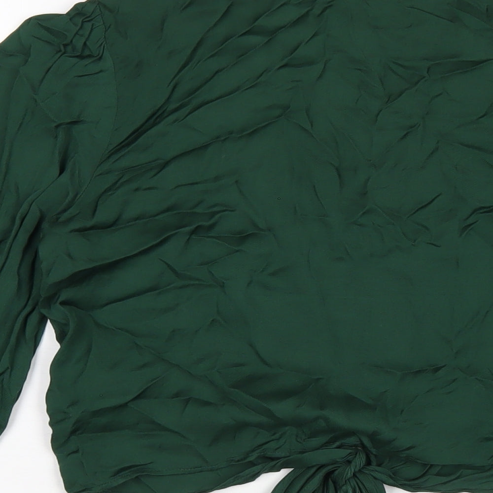 Womens UK Size XS Zara Green Cropped Blouse